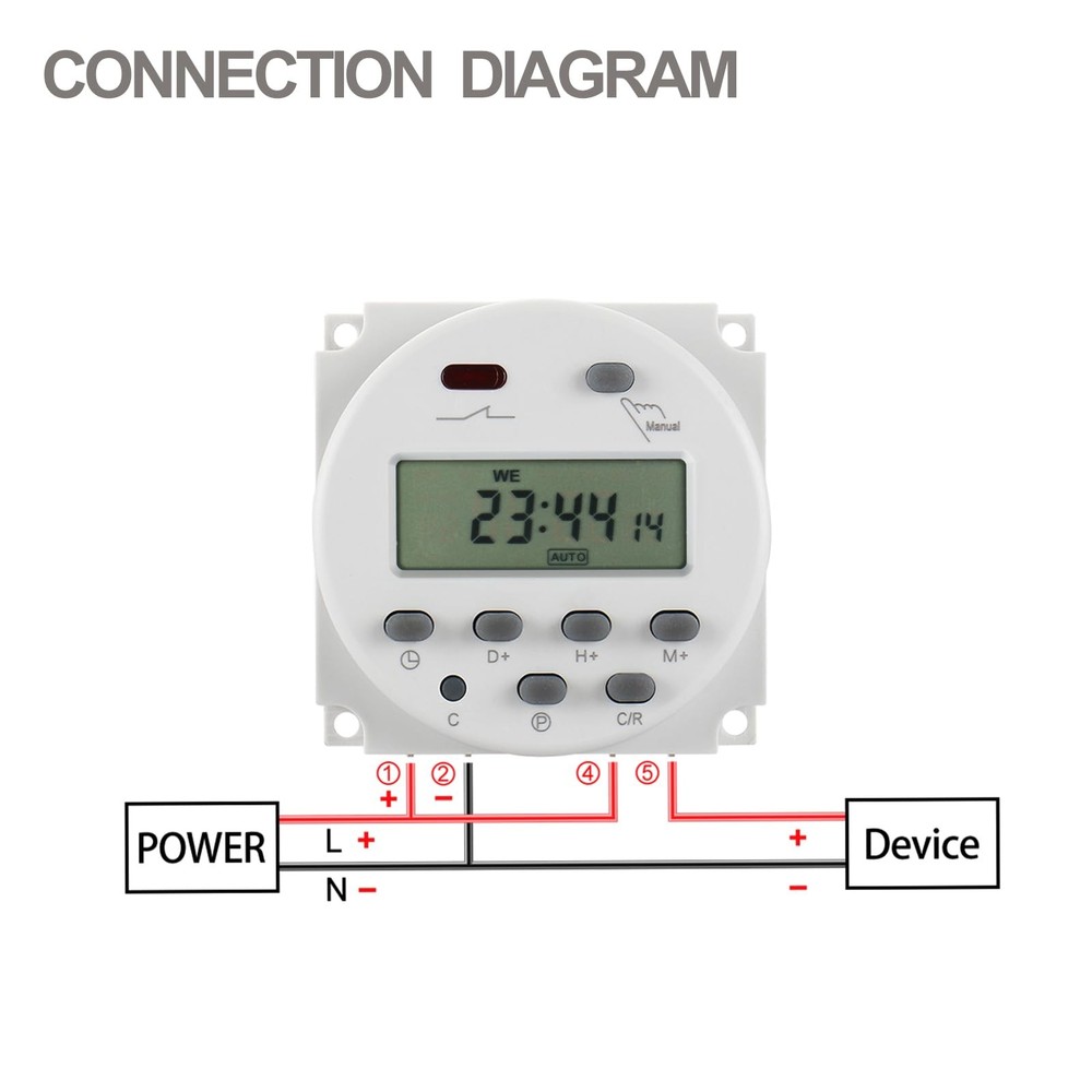 Time Switch Relay,Digital LCD Programmable Timer,110V AC Input,200-250V 16A O...