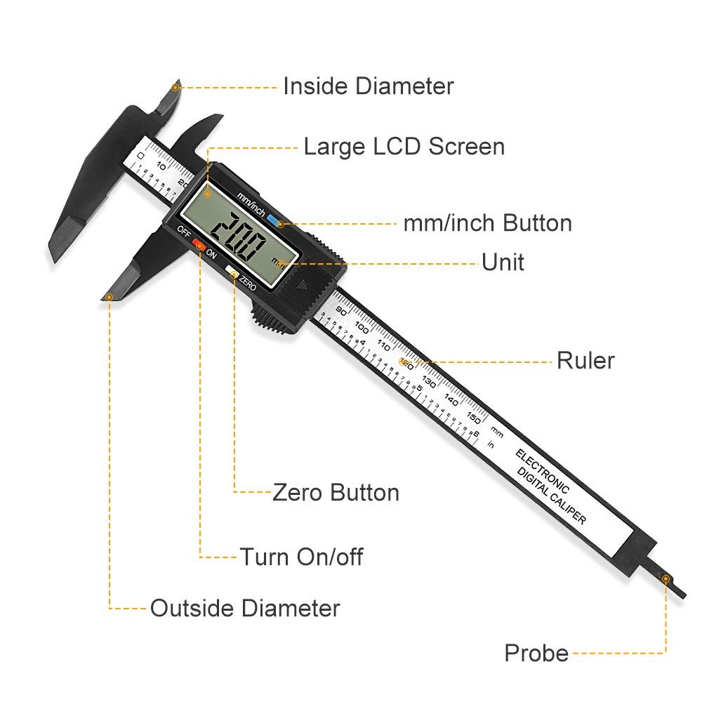 Digital Caliper, 0-6 inches Caliper with Large LCD Screen, Auto - Off Feature,