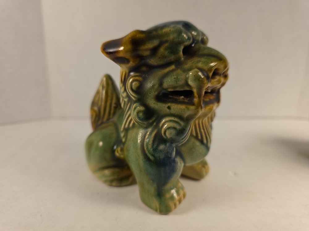 Vintage Dragon Ceramic Green Cone Incense Burner Set