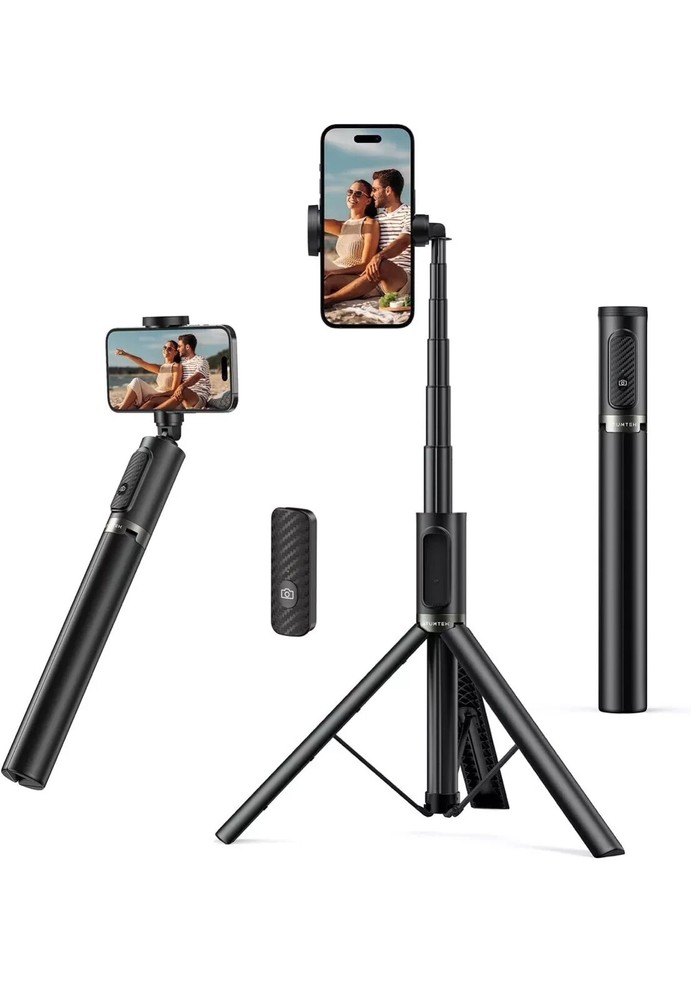 54” Bluetooth Selfie Stick Tripod, All in One Extendable Black