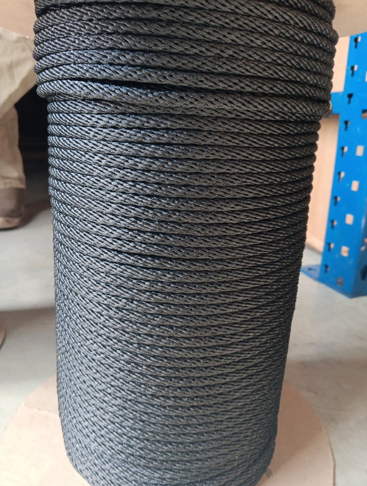 1/4” x 550 ft. Solid Braid MFP Rope Spool. Black. Made in USA