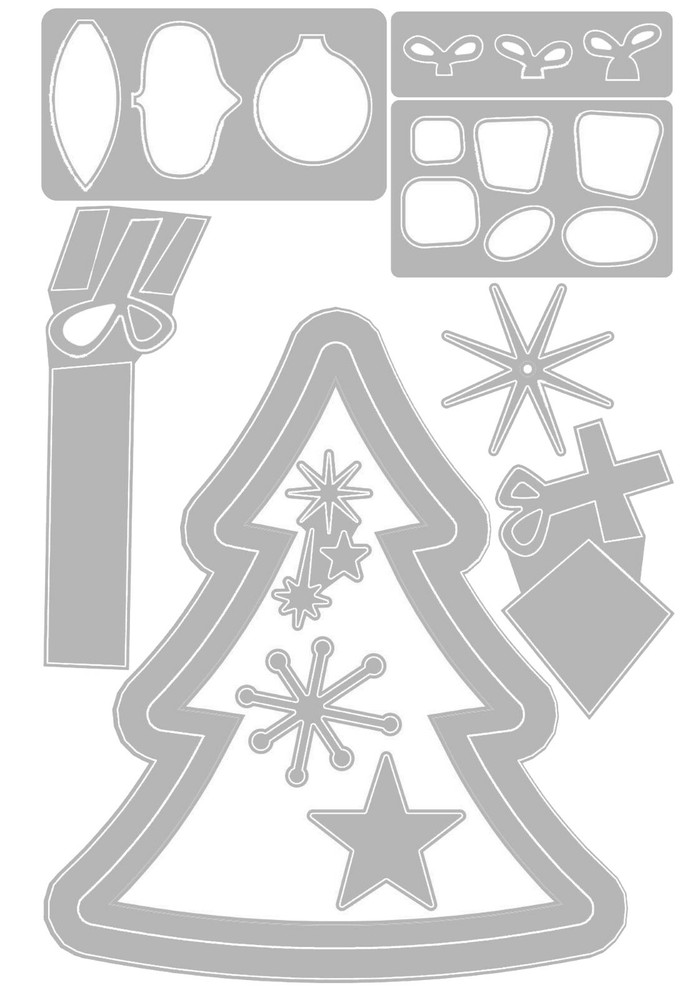 Sizzix Thinlits Retro Tree #664780 10pk set Retail $14.99