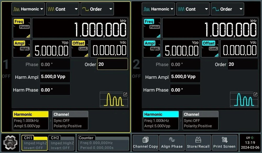 RIGOL Function Arbitrary Waveform Generator 20/50MHZ Sample 625MSa/s Type-C Inte