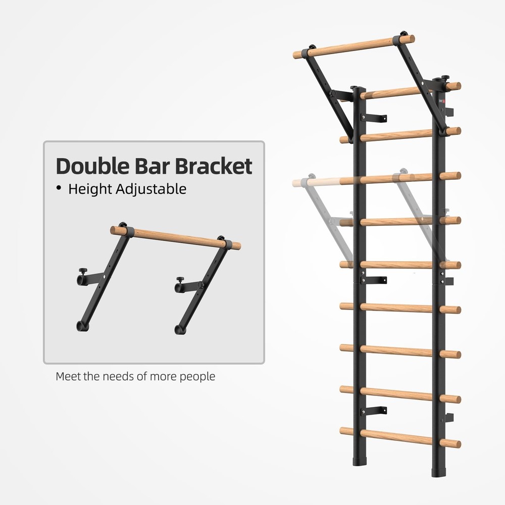DHT Stall Bars & Pull-Up Bars - Wall Mounted Calisthenics Dip Bar Accessory -...