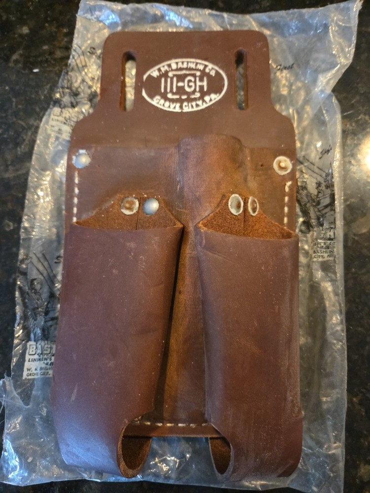 Bashlin 111-gh LEATHER TOOL HOLDER BELT MOUNTED LINE ELECTRICAL TOOLS