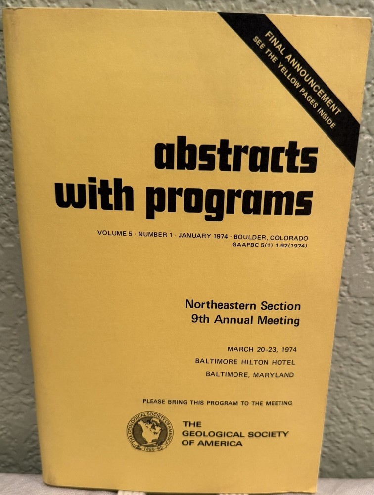 The Society / Abstracts with Programs Northeastern Section 9th Annual Meeting