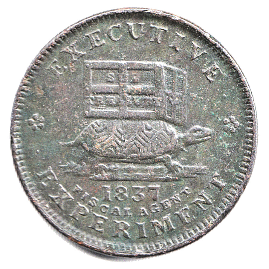 1837 Hard Times Token - "Executive Experiment" ; "Illustrious Predecessor".