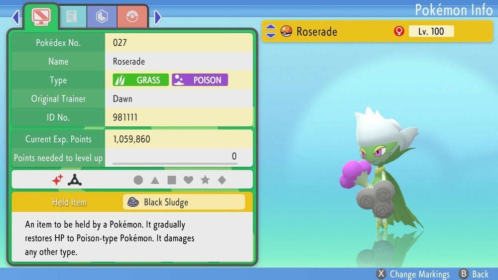 Shiny Roserade 6IVs Pokemon BDSP