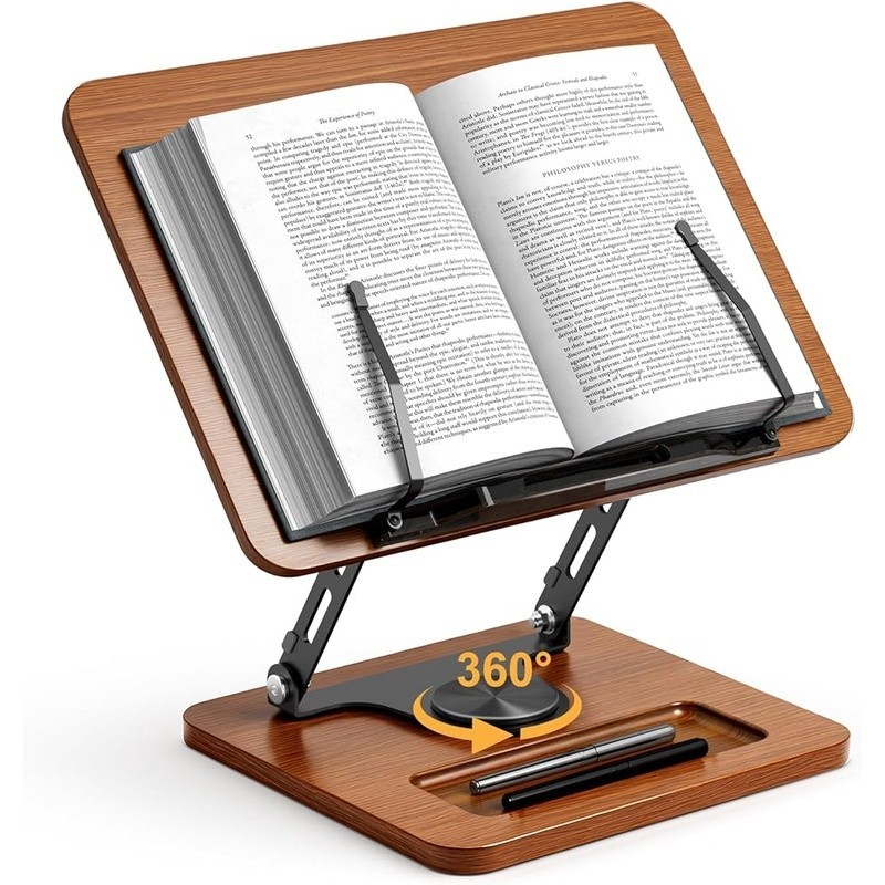 360° Adjustable Reading Rest W/ Storage Compartment Laptops Cookbooks Tablets US