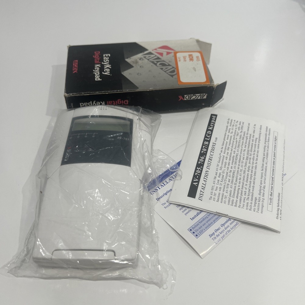 AV-GAD AV-707E LCD Alarm Keypad EasyLoader Security System w Box & Manuals