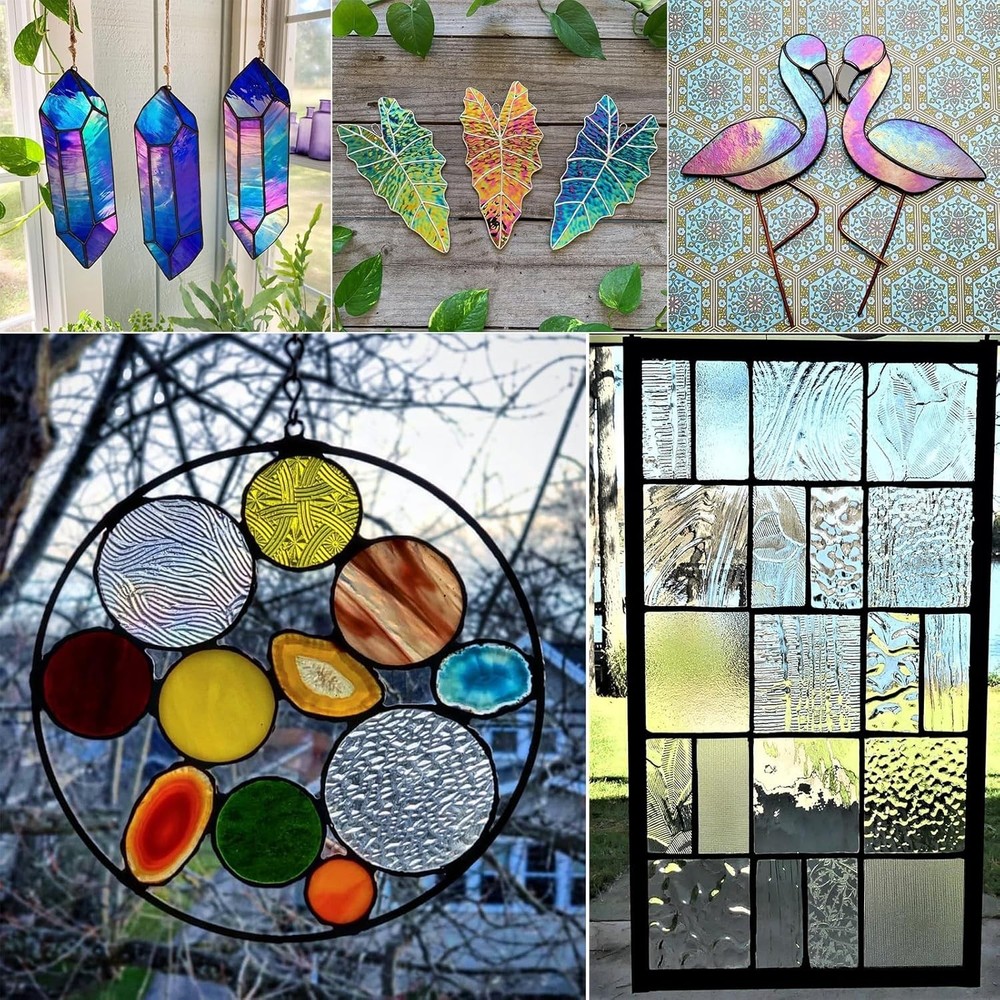 Clear Textured Stained Glass Sheets Variety Pack for Creative Projects