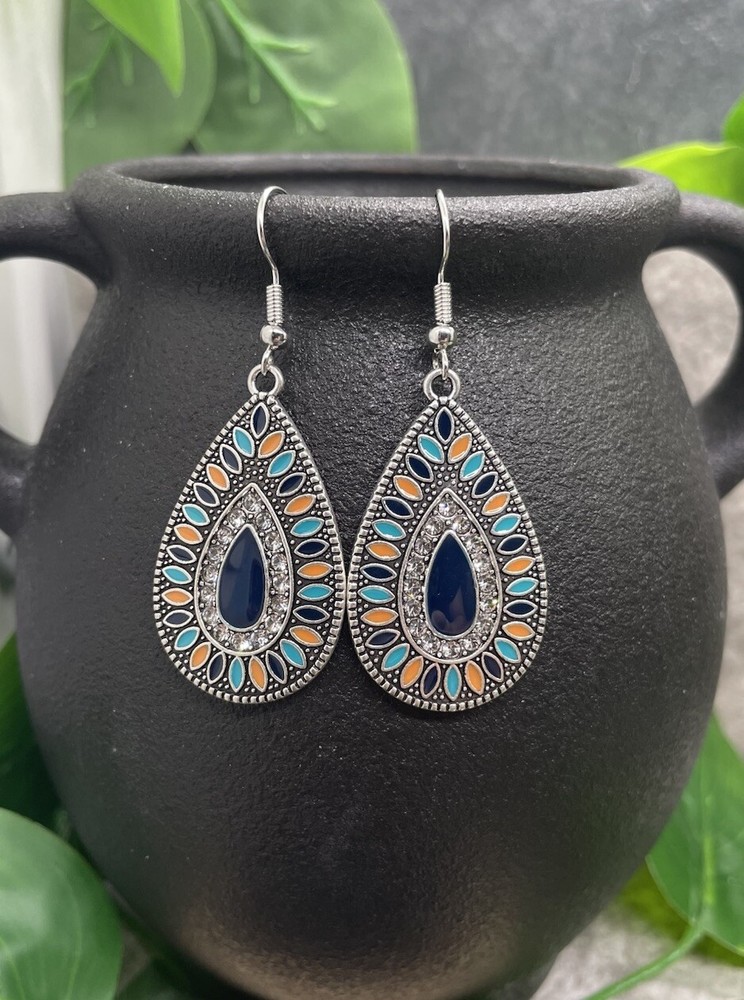 2” Silver-tone  Boho Beaded Dangle Earring Set  New Free Ship B4134
