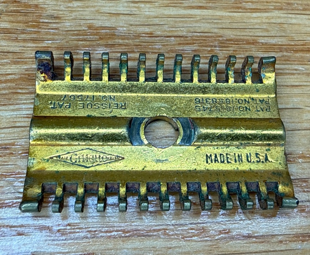 1930s Gillette Safety Razor Gold Tone Open Comb