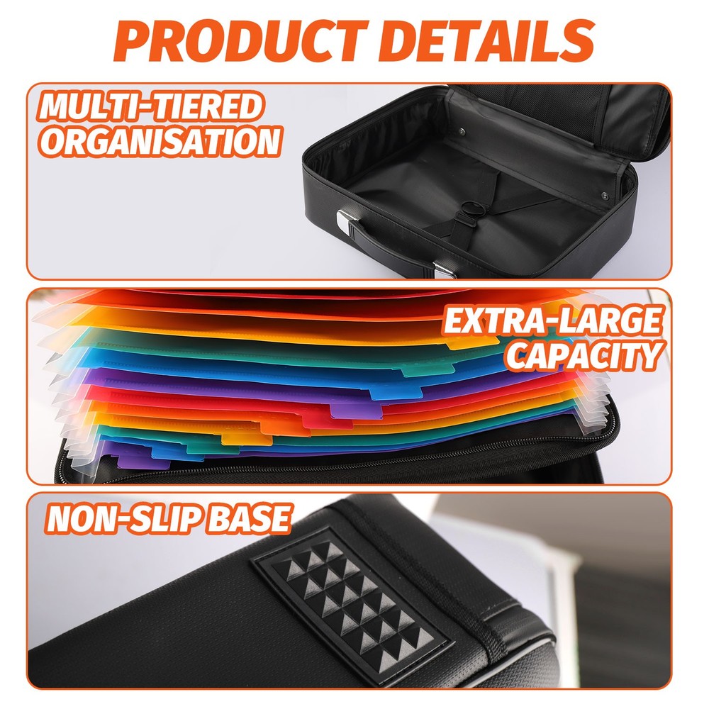 Fireproof Document Box with Lock Hard Case File Organizer Fire Safe