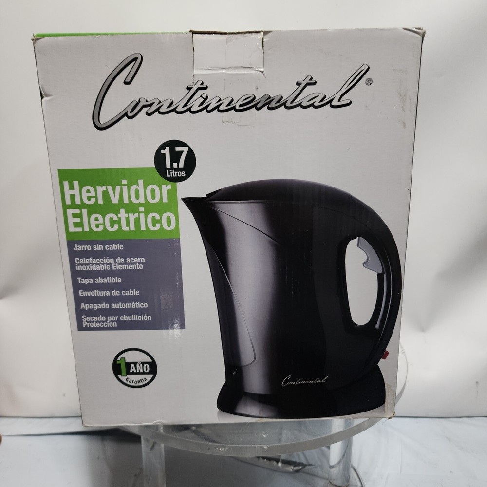 Continental Electric Tea Kettle 1.7 Liter 1.7L Black Cordless Jug Auto Shut Off