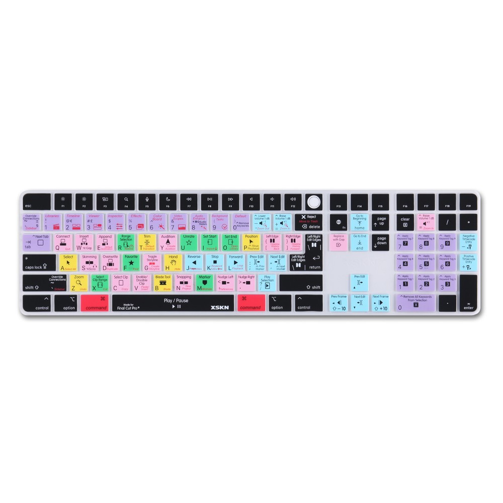 XSKN Final Cut Pro Keyboard Cover for 2021+ 24" iMac Magic Keyboard and Numeric