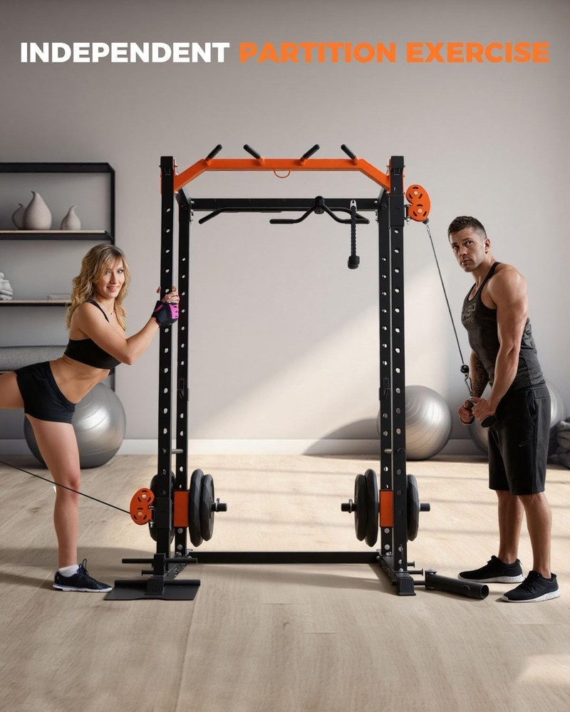 Power Cage 2000LBS Multi Function with LAT Pulldown Squat Rack Pulley System