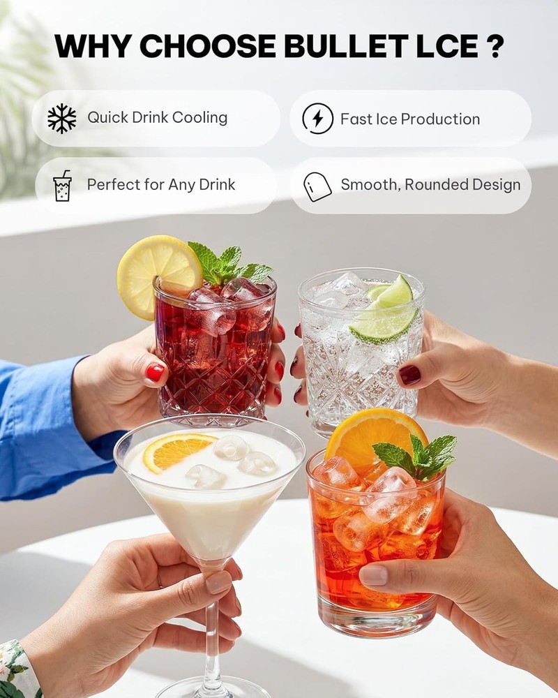 Portable Ice Maker with Self-Cleaning Function - 26 lbs Daily, Easy Carry Handle