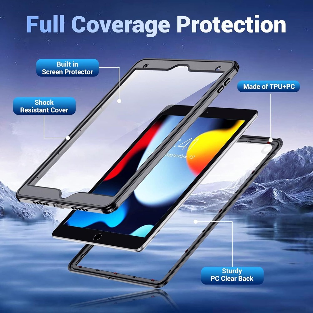 For iPad 9th/8th/7th Gen 10.2" Case Waterproof Shockproof Full Cover Underwater