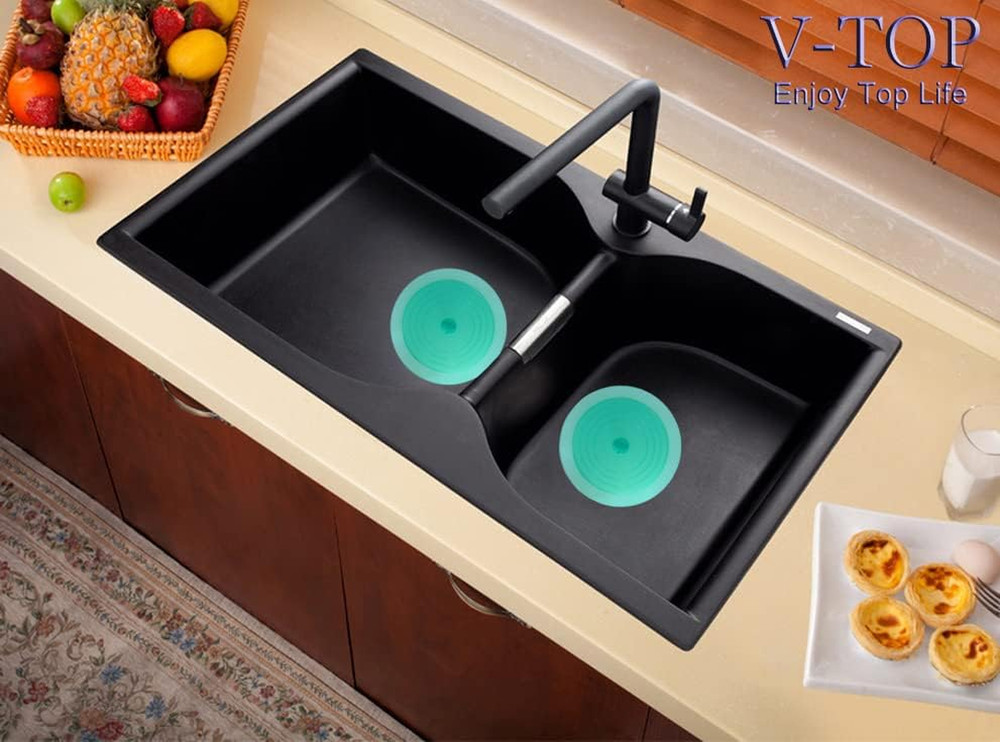 2 Pack Silicone Drain Stopper - 6" Suction Cover for Kitchen & Bath