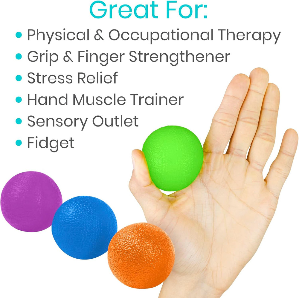 Squeeze Balls for Hand Therapy, Exercise, Arthritis - Grip Strengthener, 3 Pack