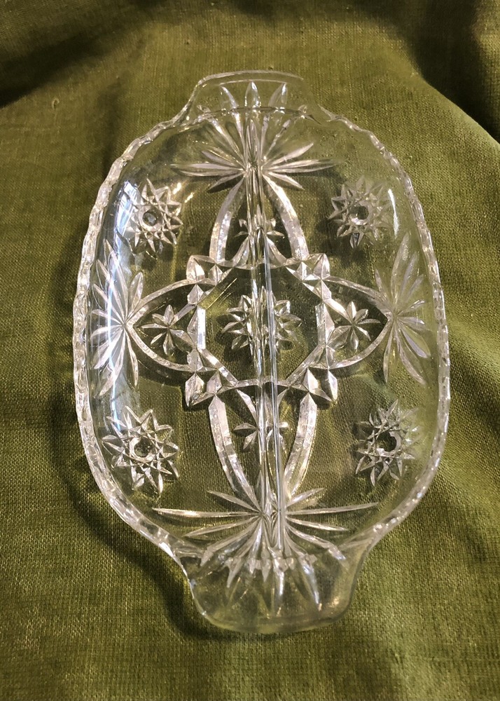 Crystal Dish Center Divided 2 in 1 Mint