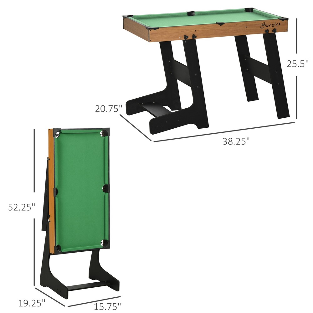 40'' Mini Pool Table Set Tabletop Billiards Game, Easy Folding with Cues