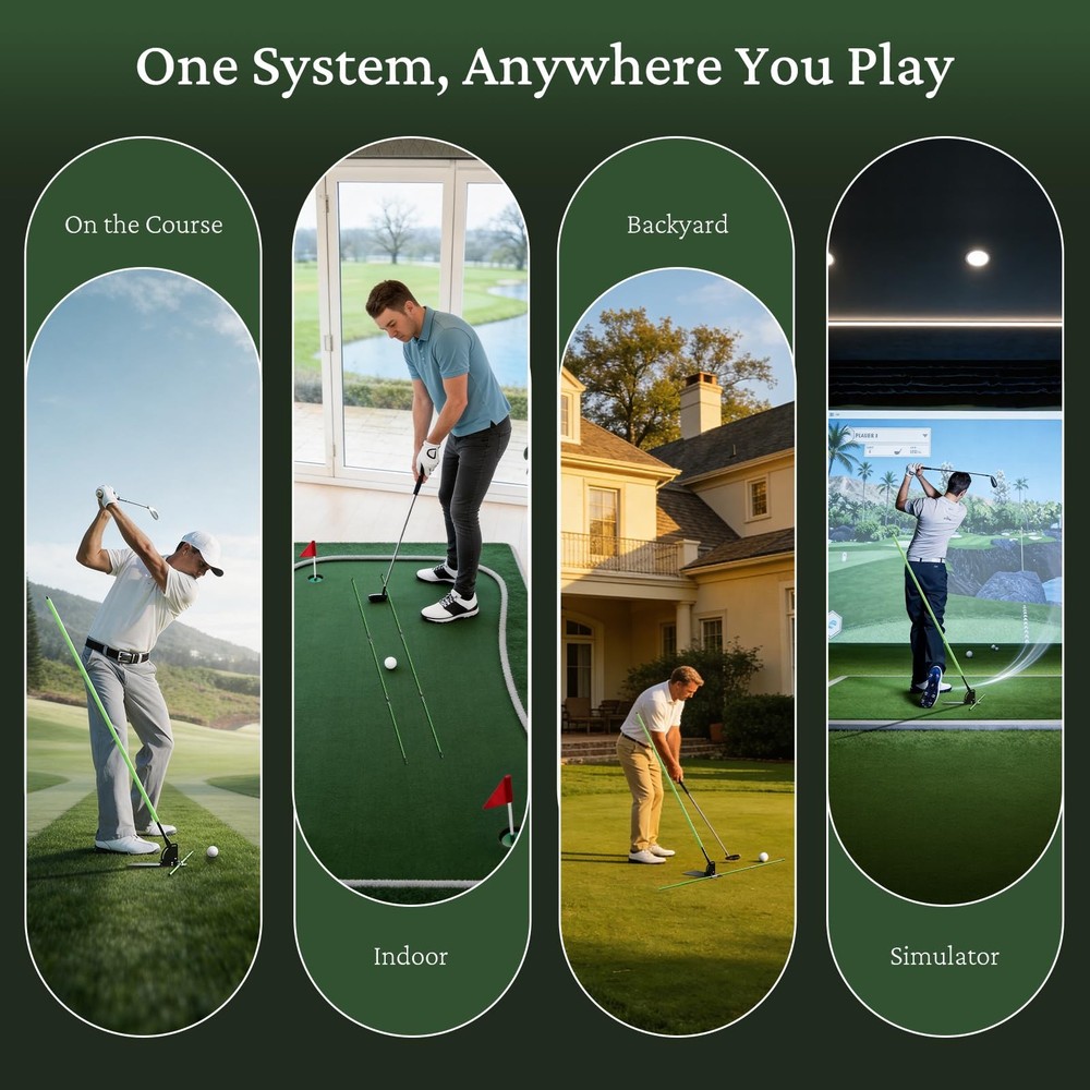 [Upgraded] Golf Alignment Sticks Holder with Angle Adjustment, Metal Base, De...