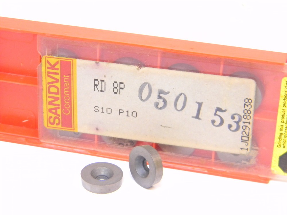 NEW SURPLUS 10PCS. SANDVIK  RD 8P GRADE: S10  CARBIDE INSERTS