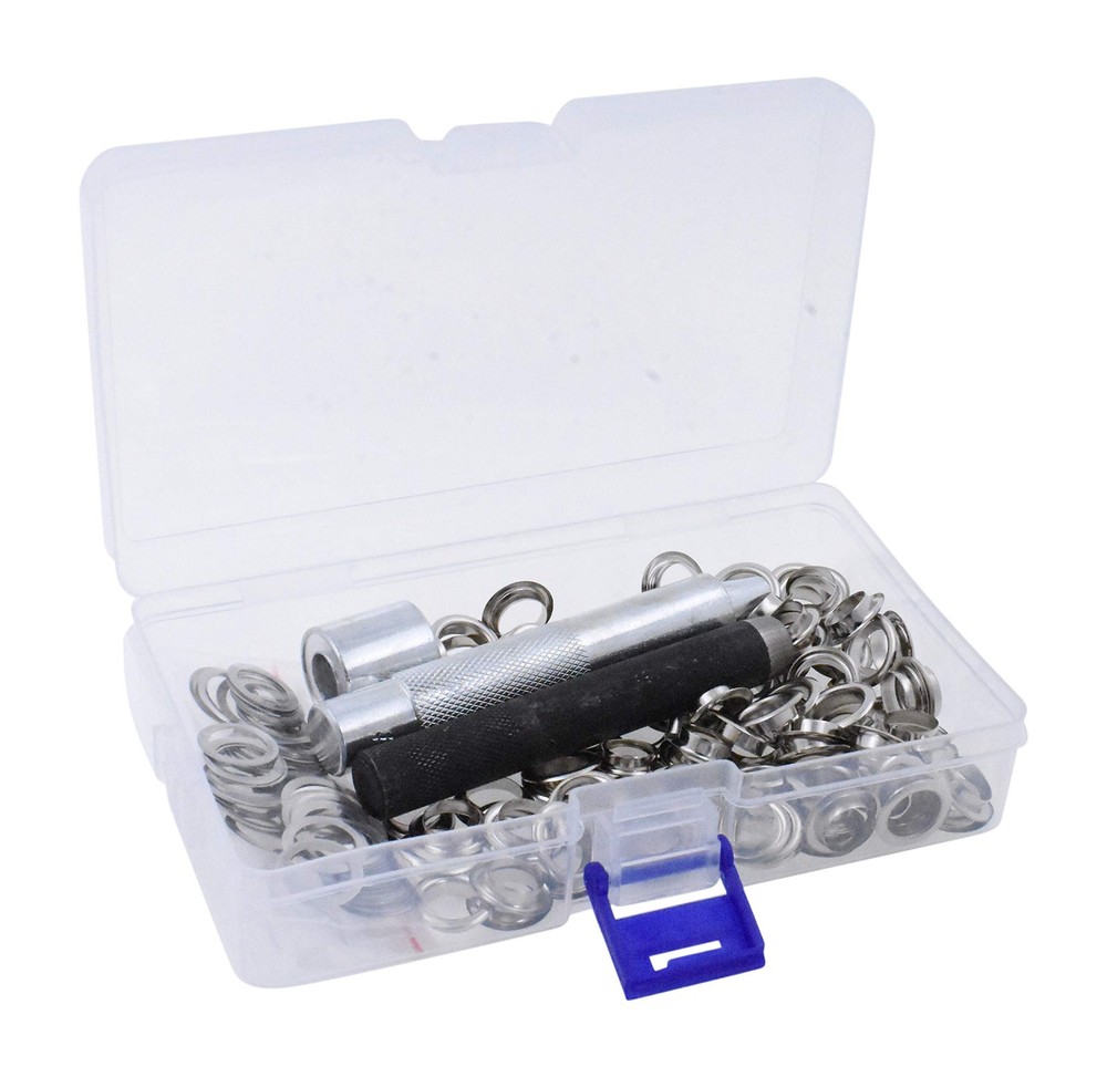 Grommet Eyelet Kit 100 Sets 2/5 Inch Inner Silver Tone with Setting Tools