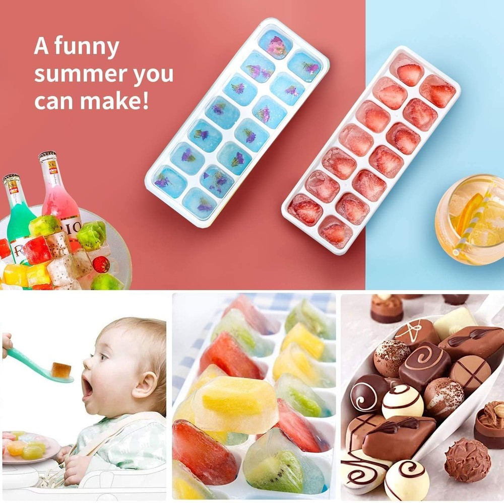 Multi-Purpose Silicone Ice Cube Trays - 4 Pack, Safe & Versatile for Drinks