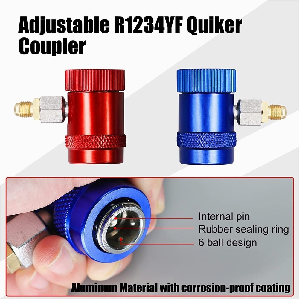 NEW AC High/Low Side Kit R134a/R1234yf Quick Connector Adapter Fitting Coupler