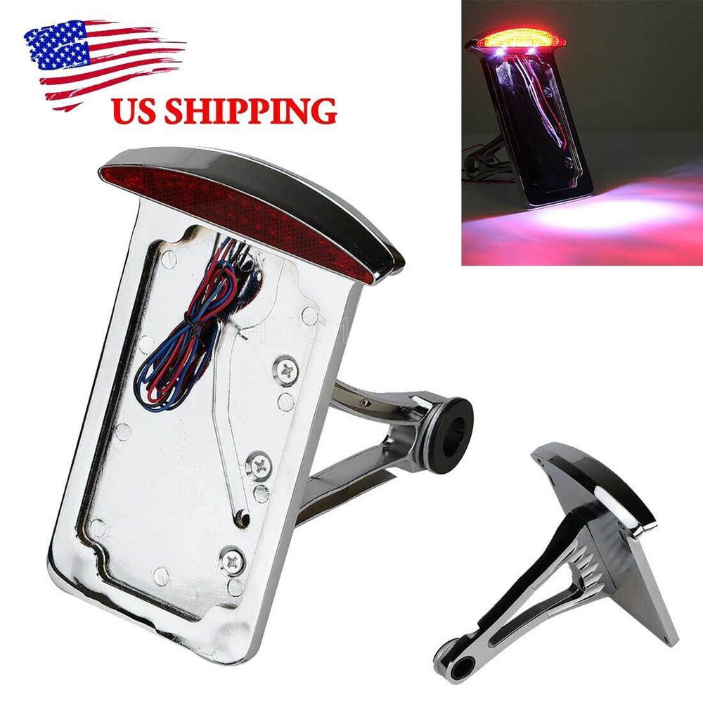 Vertical Side Mount License Plate Holder Bracket Tail Light for Harley Custom US