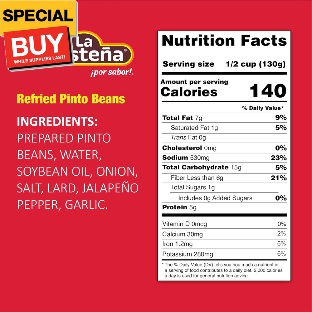 Refried Pinto Beans, 20.5 Ounce (Pack of 12)