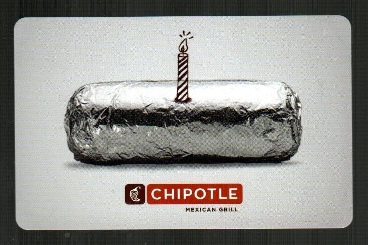CHIPOTLE Birthday Burrito ( 2011 ) Gift Card ( $0 )