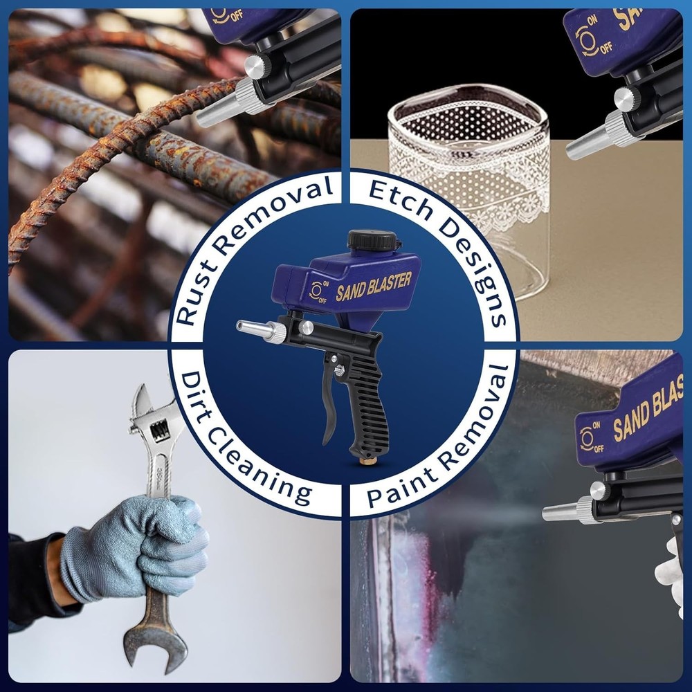 Sand Blaster Gun Kit – Portable Sandblaster for Air Compressor – Rust Removal &