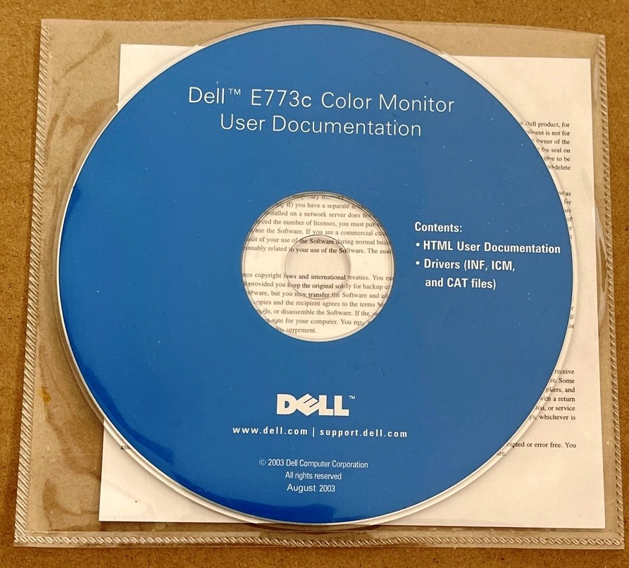 OEM Dell E 773c Color Monitor User Documentation CD  EXCELLENT