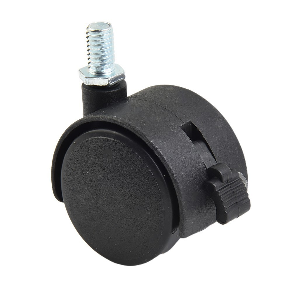 Office Chair Swivel Caster Wheels Double Plastic Rollers with Threaded Rod