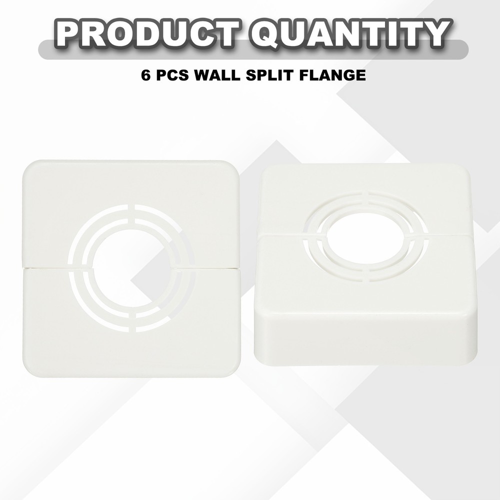 6pcs Wall Split Flange 0.79" Plastic Square Split Flange Pipe Cover, White