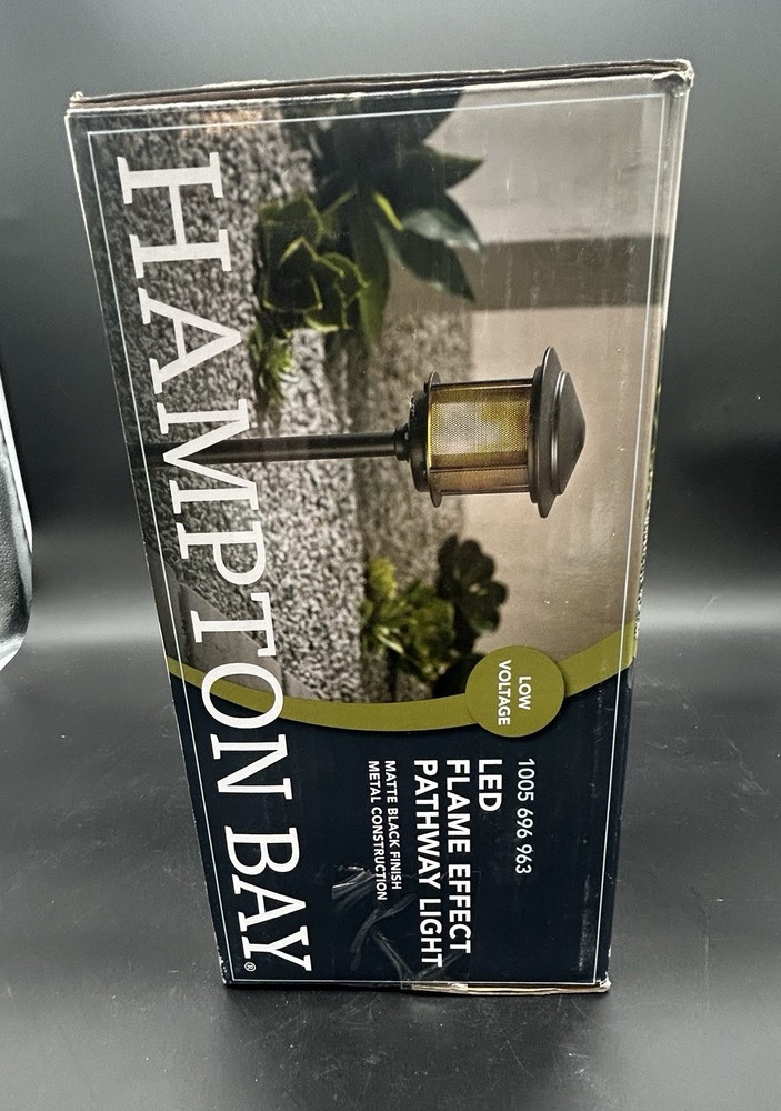 Hampton Bay Ambrose LED Path Light w/ Flicker Flame Effect - Matte Black Finish