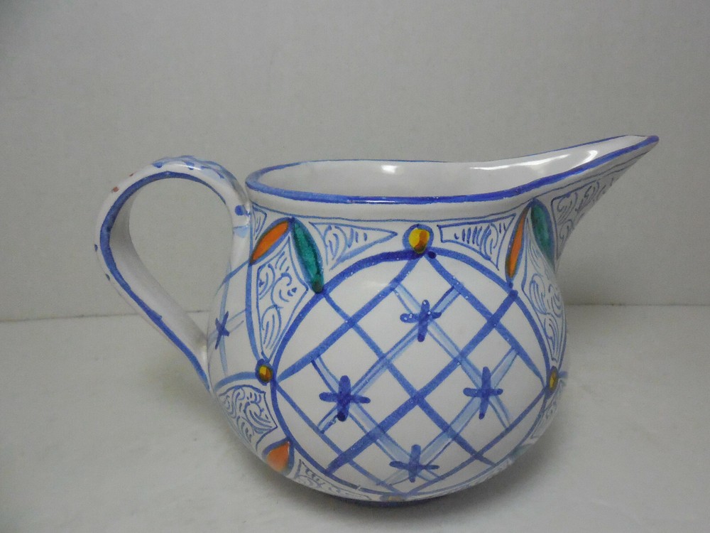 Signed Arni Italy Highglazed Pottery Creamer / Pitcher