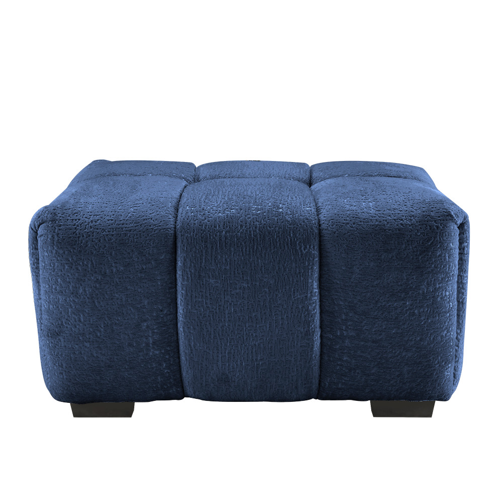Blue Chenille Ottoman Sofa with Tailored Tufting Ergonomic Support