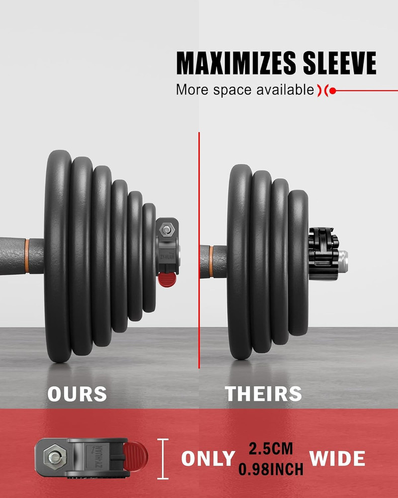 Adjustable 1-Inch Barbell Clips - Quick Release Locking Weight Clamps Pair