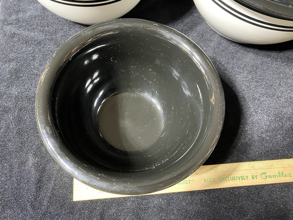 Set 3 Corelle Coordinates Stoneware Mixing Bowls 1,2,3 Quart Black Stripe