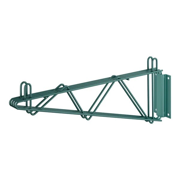 18" 2 Pc Deep Double Wall Mounting Bracket for Green Epoxy Wire Shelving