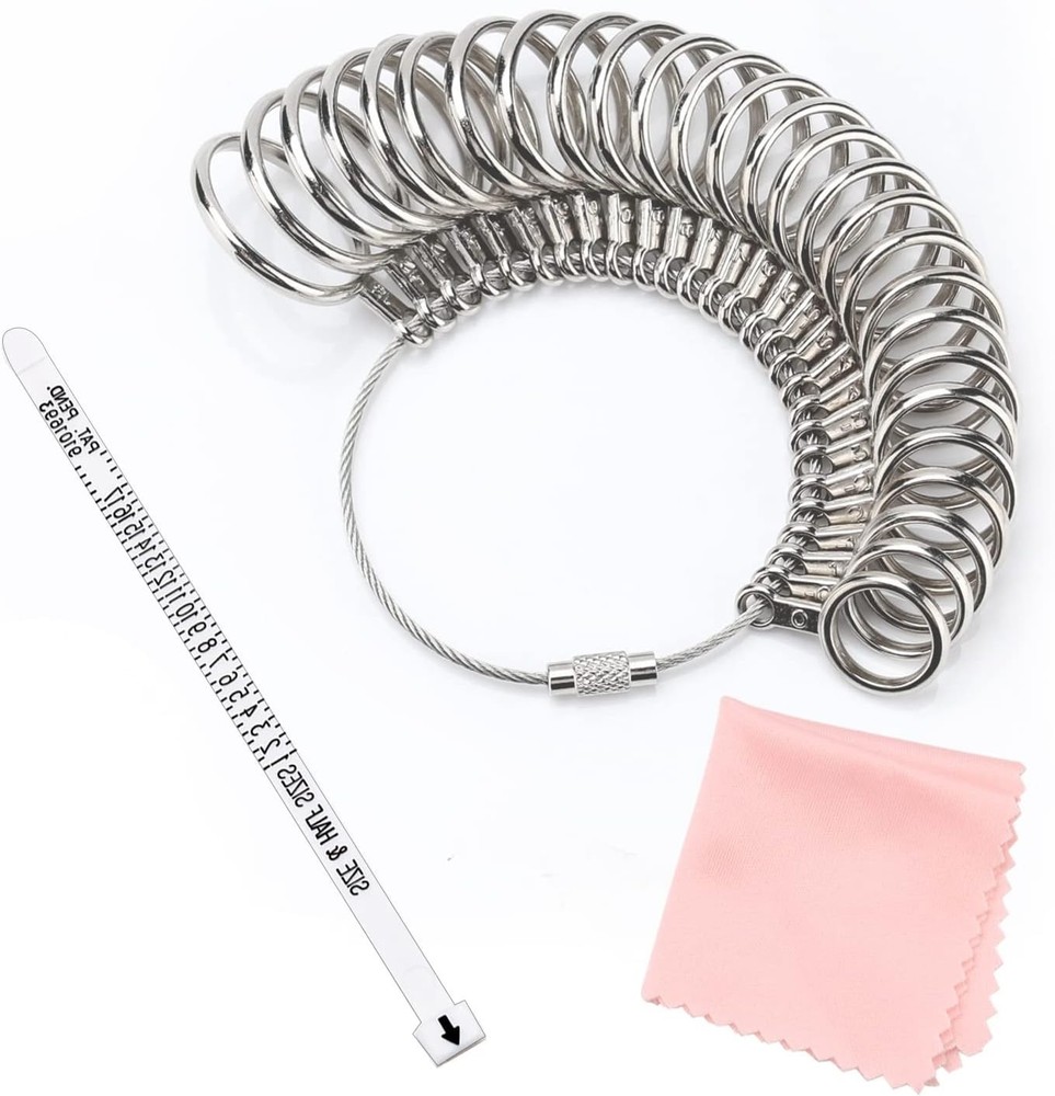 Adjustable Ring Sizing Tool for Adults, Includes Comprehensive Measurement Chart