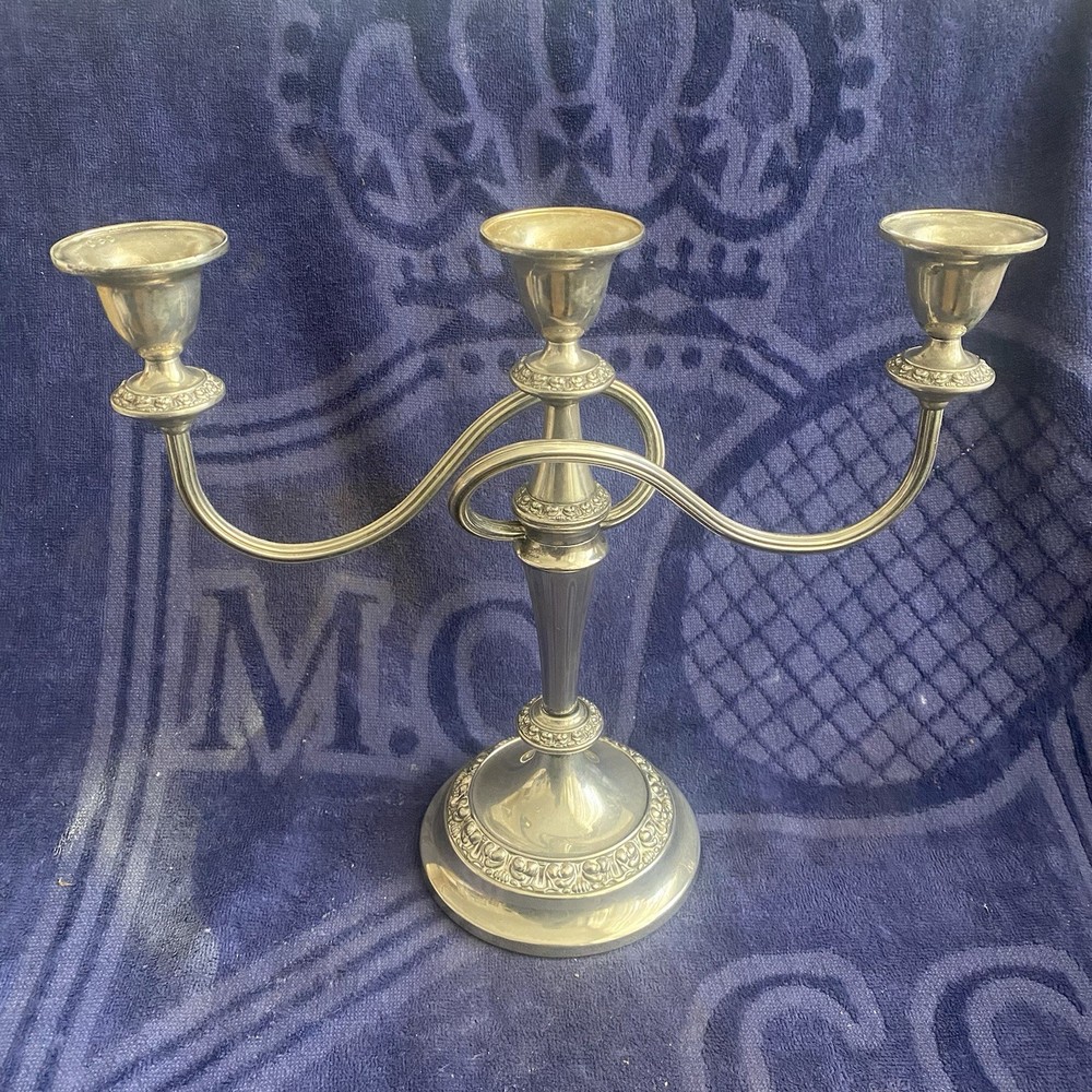 Vintage Silver Plated Candelabra Three Candlestick Holder 28cm