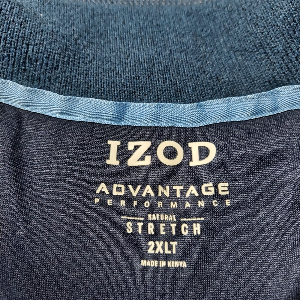 IZOD Advantage Performance 1/4 Zip Pullover Gray Mens 2XLT Stretch