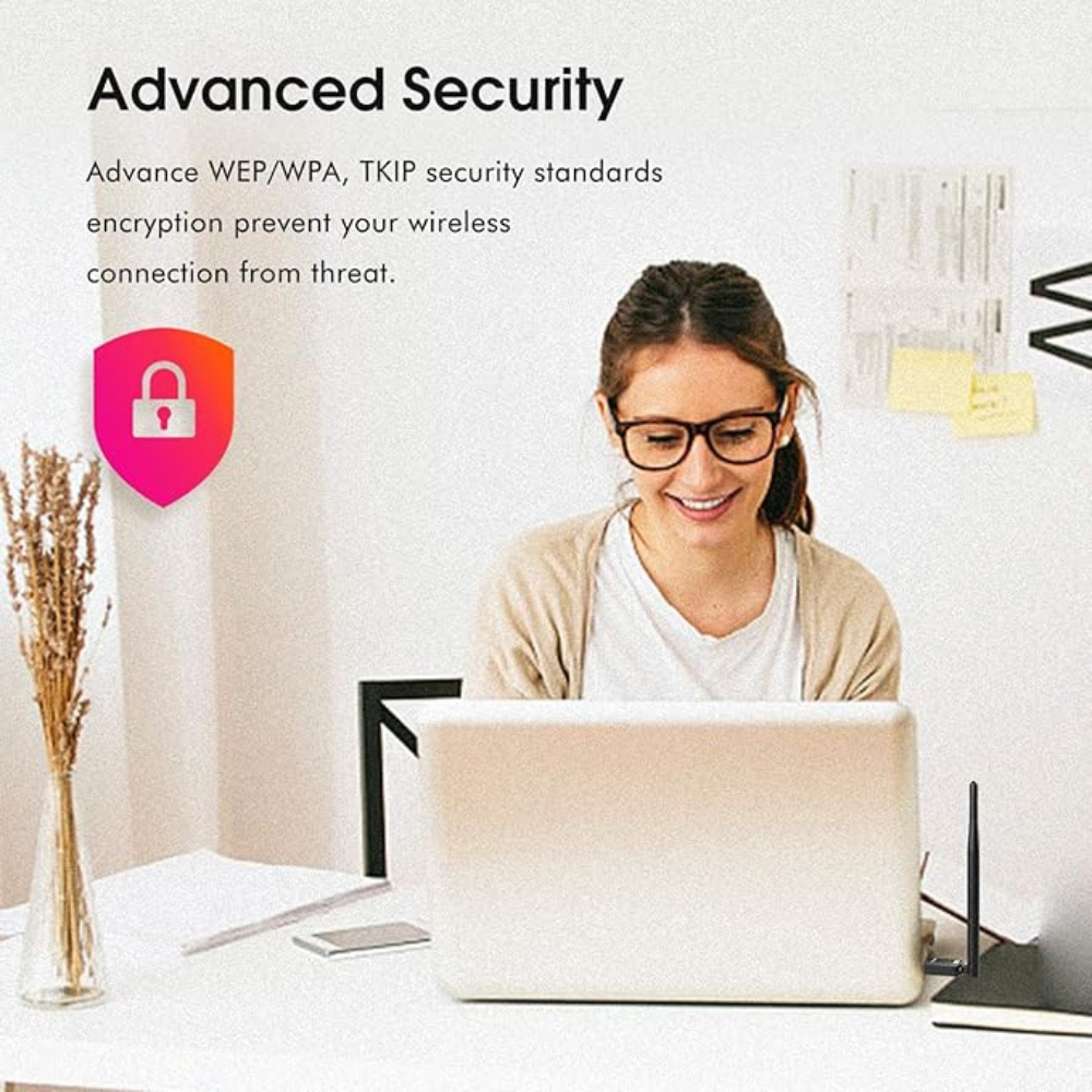 USB WIFI ADAPTER for PC Computer Wireless Network Dongle High Gain Antenna.