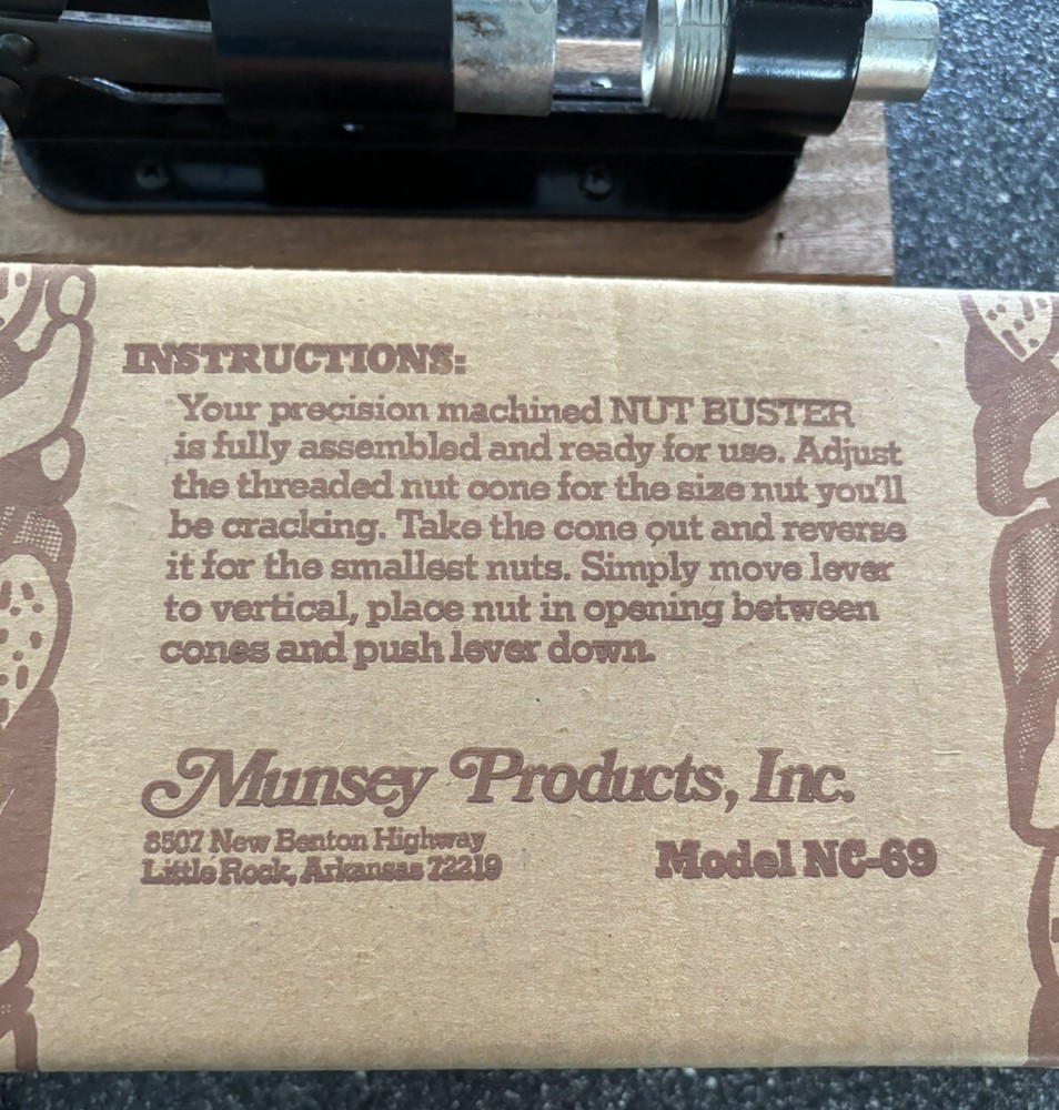 Vtg Nut Buster Adjustable Nutcracker ShellsNuts Of All Sizes Solid Oak Base Used